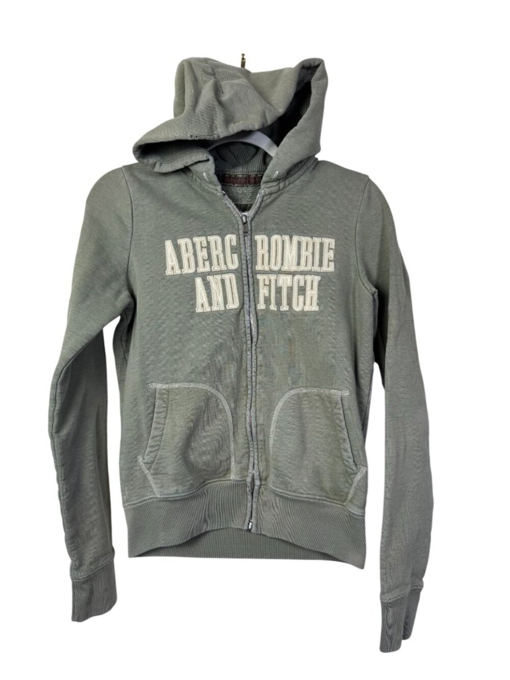 Abercrombie & Fitch Green Full Zip Hoodie Sweatshirt Youth Size Large Womens XS